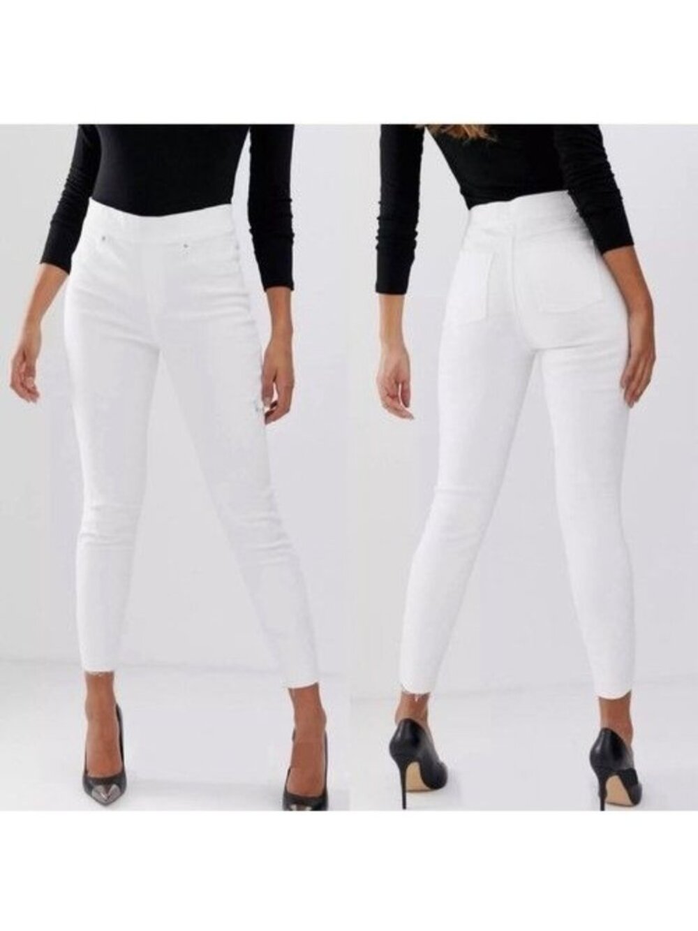 SPANX EveryWear Skinny Ankle Jeans White Sz M EUC